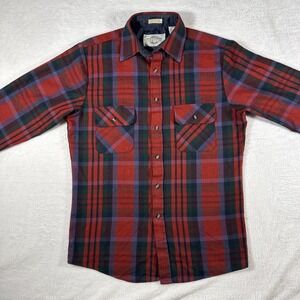 Northwest‎ Territory Vintage Red Purple Acrylic Flannel Plaid Shirt Korea S